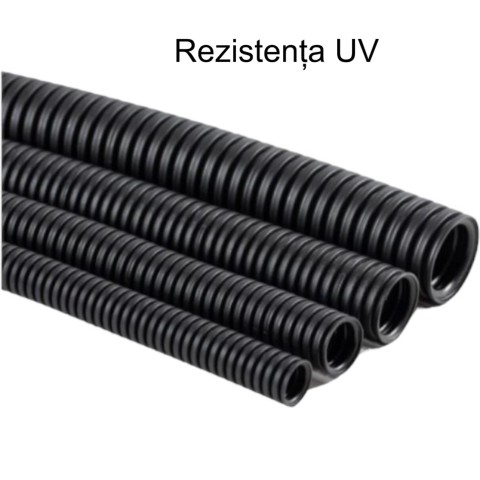 Tub gofrat negru extro fara fir 320N D32 HF,Rezistent UV