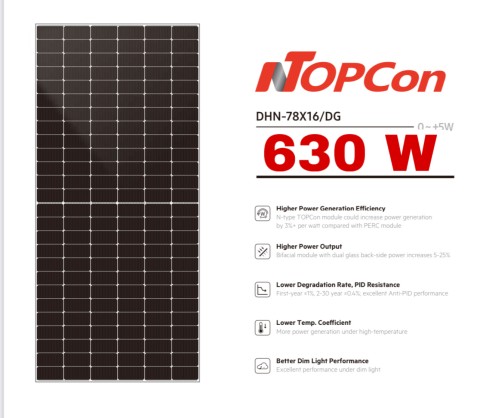 Panouri solare DAH Topcon DHN-78X16/DG 630w