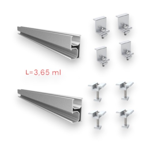 Sina kit fixare 3 panouri fotovoltaice( 2 sine+ 4 cleme de capat 30 mm + 4 cleme de mijloc 30 mm LP