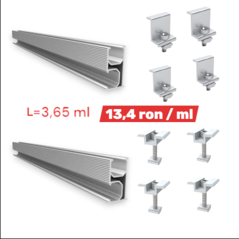 Sina kit fixare 3 panouri fotovoltaice( 2 sine+ 4 cleme de capat 30 mm + 4 cleme de mijloc 30 mm LP