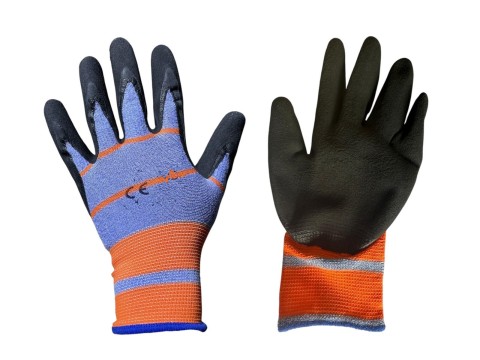 Manusi protectie textile acoperite cu latex portocaliu-albastru