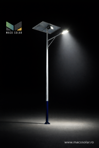 Stalp de iluminat 6 metri, cu panou solar, LED, 90W, IP65  gri