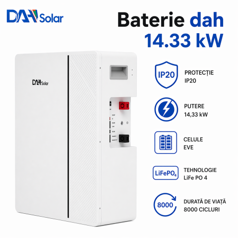 Baterie DAH SOLAR 14,33 kw IP 20 LifePo4, peste 8000 cicluri, celule EVE DHN-LVWES15-G1