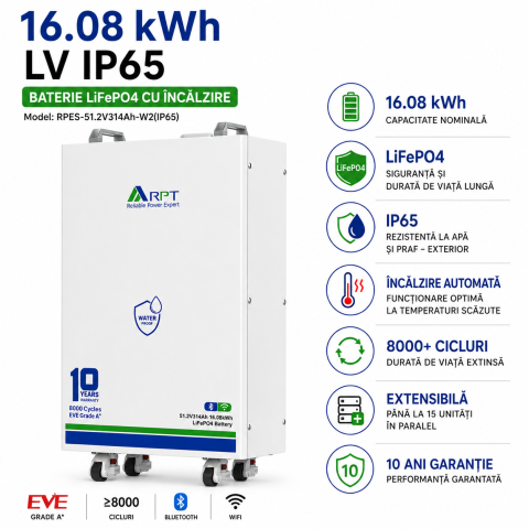 Baterie fotovoltaica RPT 16.08 Kw LV IP65, cu incalzire, 8000 de cicluri ,LifePO4, celule EVE