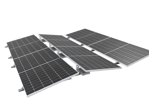 Kit sistem de montaj complet Est-Vest pentru 10 panouri solare, cadru lung