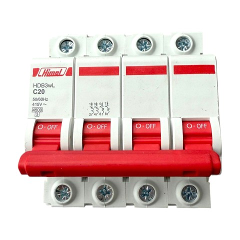 Siguranta automata (Disjunctor) HDB3w C 4P 4.5kA  20A