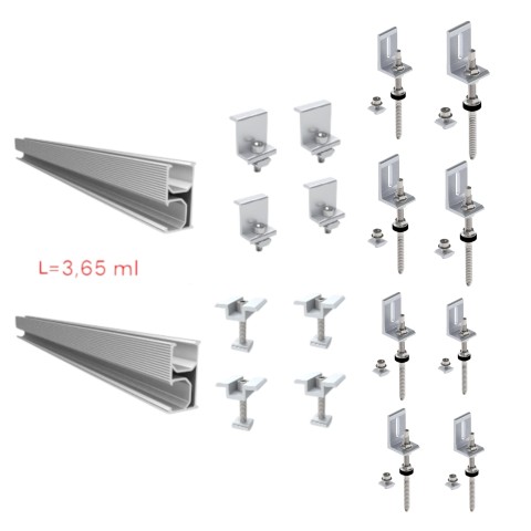 Kit suport fixare 3 panouri ( 2 sine+ 4 cleme de capat 30 mm + 4 cleme de mijloc 30 mm) + 8 bucati Profil L, surub 200mm si Bolt LP