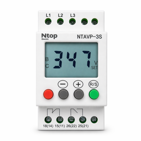 Releu Tensiune Trifazat cu LCD – Ntop NTAVP-3S
