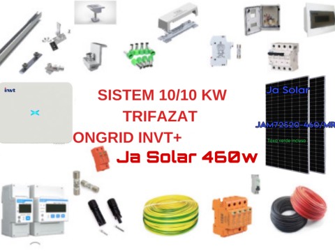 SISTEM 10/10 KW TRIFAZAT ON GRID INVT + panou Ja Solar 460w