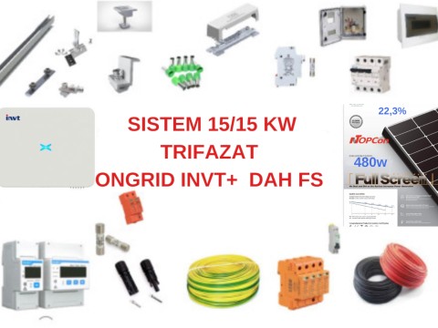SISTEM 15/15 KW TRIFAZAT ON GRID INVT + DAH FS